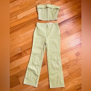 Green and white gingham set